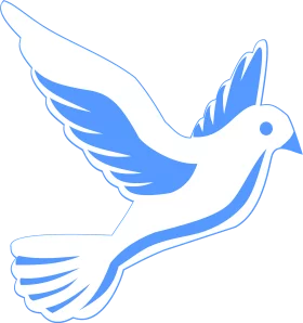 Elegant Blue Dove of Peace Flying with Outstretched Wings - Spiritual Clipart Symbol