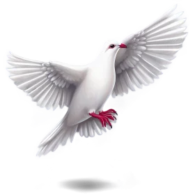 Elegant White Dove in Flight with Spread Wings - Peaceful Symbol Clipart