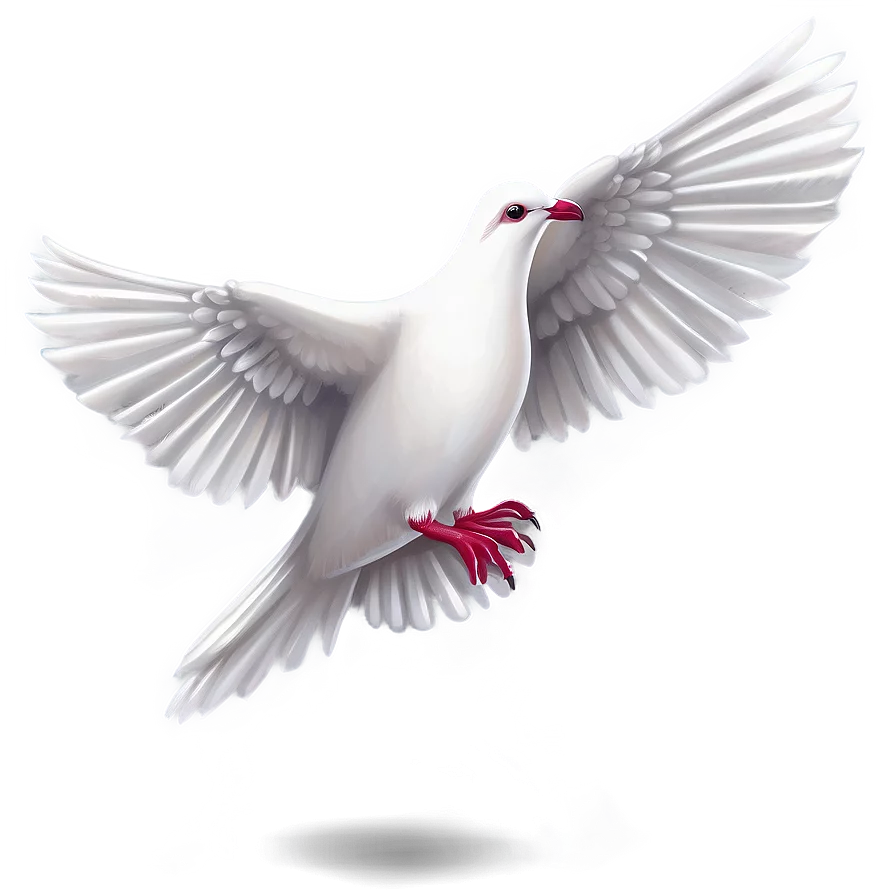 Elegant White Dove in Flight with Spread Wings - Peaceful Symbol Clipart