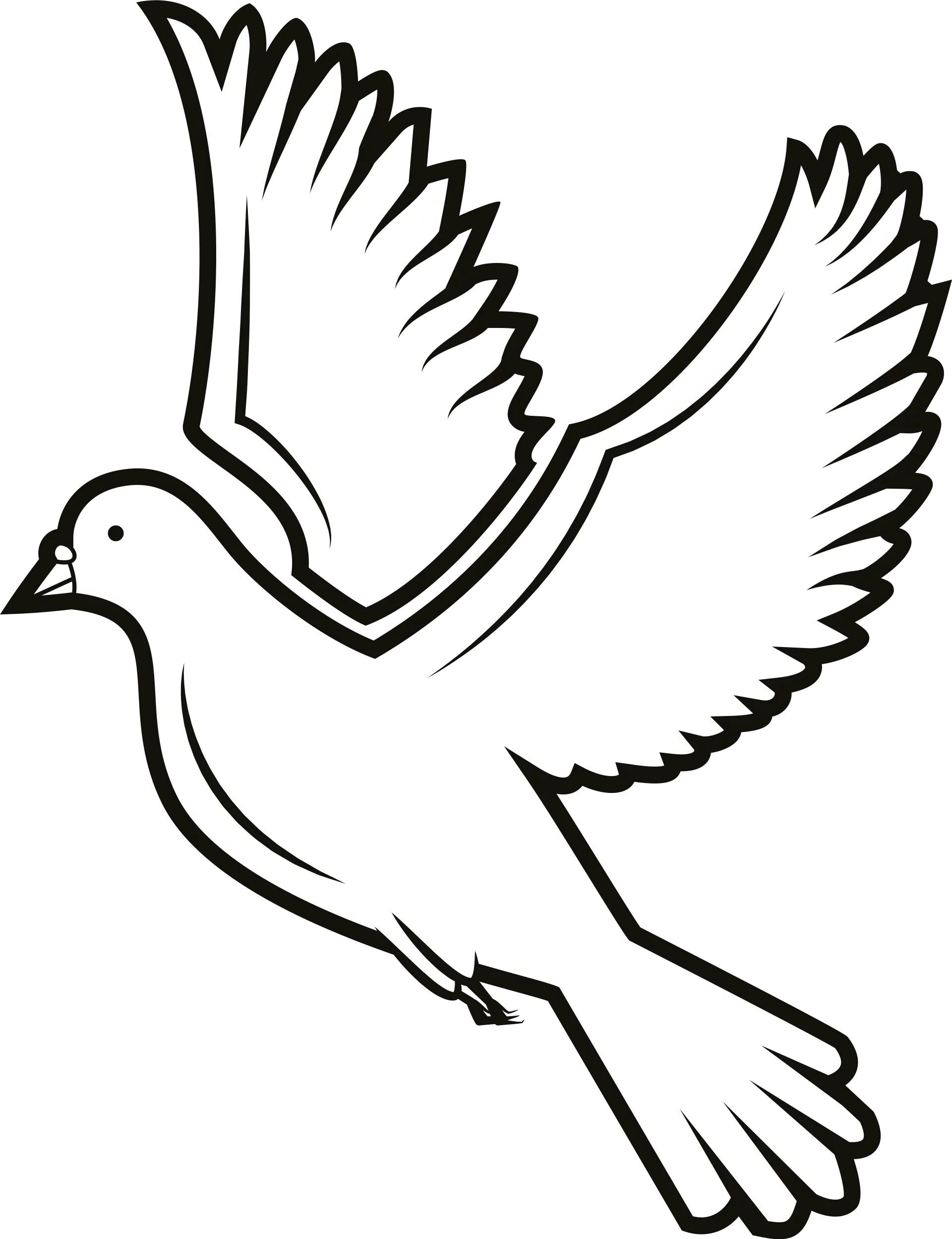 Elegant White Dove in Flight with Spread Wings Peace Symbol Clipart