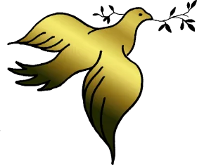 Golden Dove of Peace Symbol with Olive Branch Elegant Spiritual Clipart