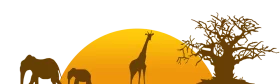 Majestic African Safari Silhouettes at Sunset with Baobab Tree Clipart