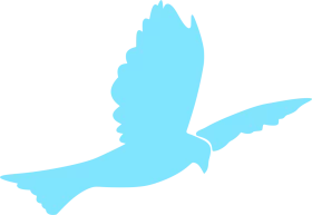 Minimalist Light Blue Flying Bird Silhouette with Wing Span - Simple Nature Clipart