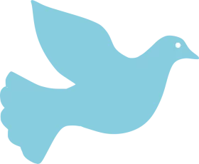 Simple Blue Dove Silhouette Peace Symbol Flying Bird Clipart Illustration