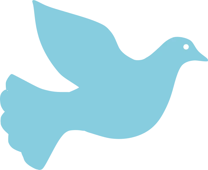 Simple Blue Dove Silhouette Peace Symbol Flying Bird Clipart Illustration