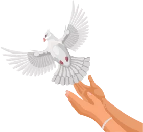 Symbolic Release of White Dove from Human Hands - Peace and Freedom Clipart Illustration