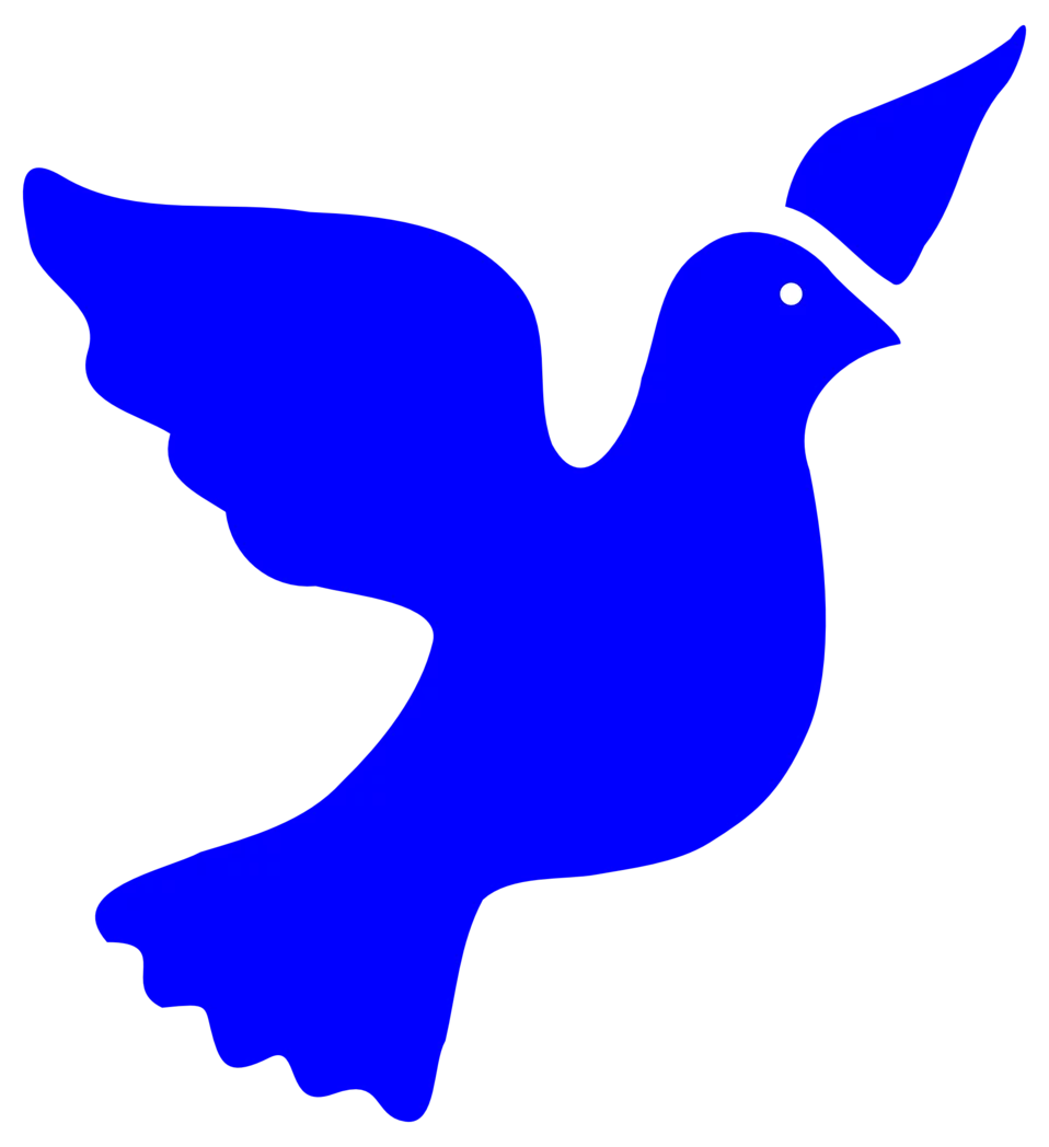 Vibrant Blue Dove Clipart - Symbol of Peace and Freedom in Simple Silhouette