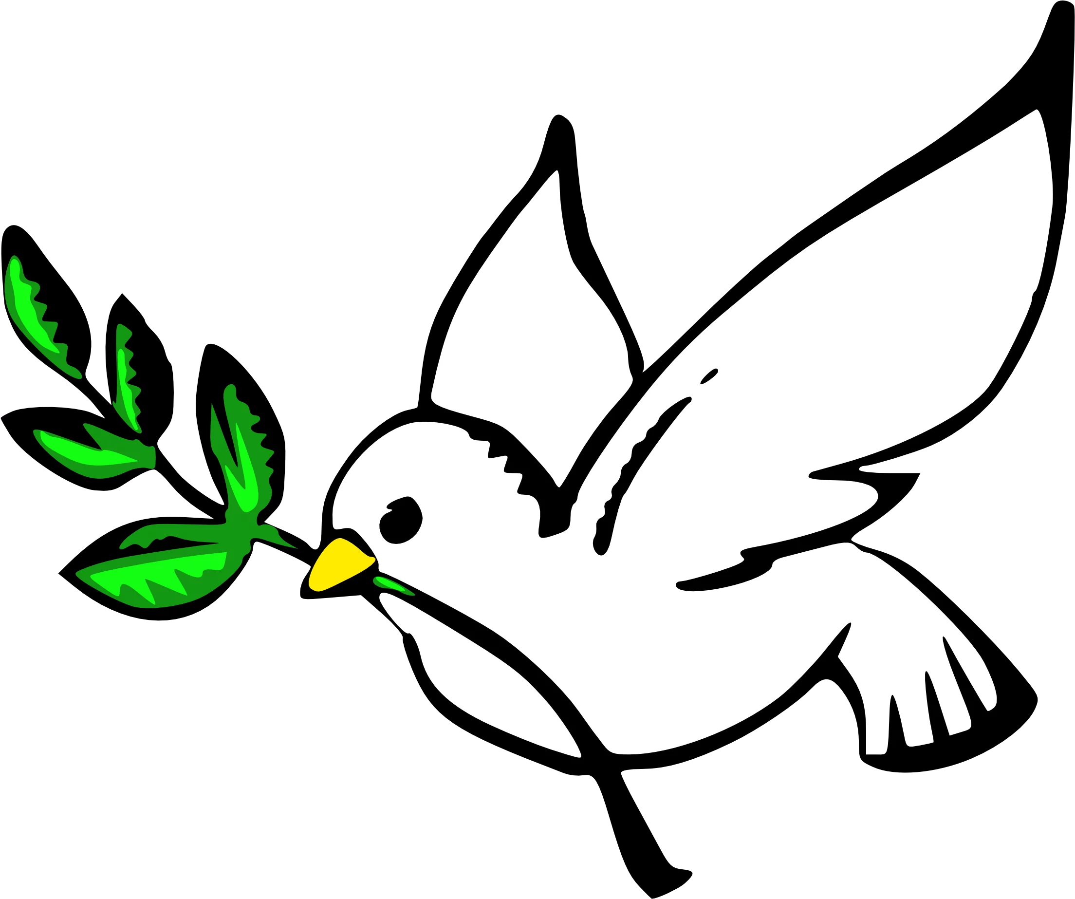 White Dove of Peace with Olive Branch Symbolizing Hope and Unity Clipart