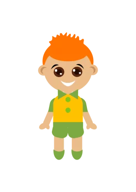 Adorable Orange-Haired Child Character in Yellow and Green Outfit Clipart