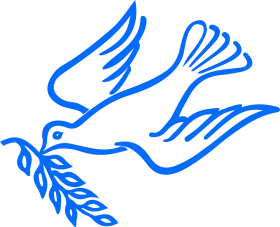 Blue Dove of Peace with Olive Branch - Elegant Silhouette Symbol Clipart