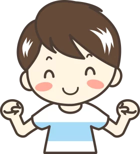 Cheerful Cartoon Character with Brown Hair and Blue Shirt - Cute Kawaii Clipart