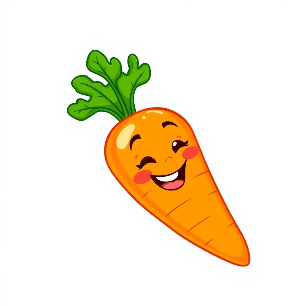 Cheerful Cartoon Orange Carrot with Happy Face Character Clipart for Children