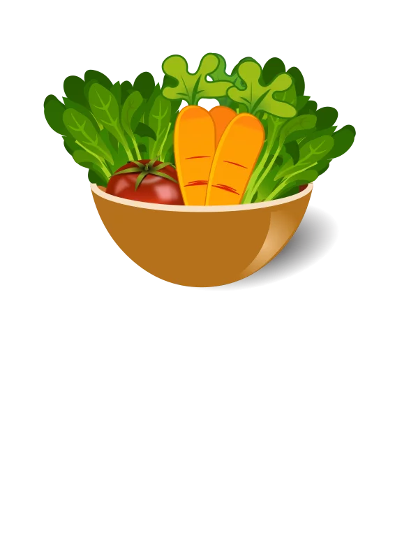 Colorful Vegetable Salad Bowl with Fresh Greens and Carrots Healthy Food Clipart