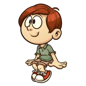 Cute Smiling Cartoon Boy with Red Hair Sitting Cross-Legged Clipart Character