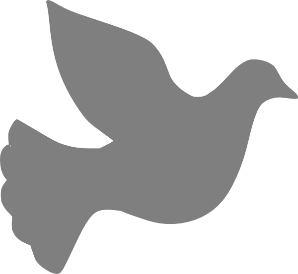 Elegant Gray Dove Silhouette Symbol of Peace and Freedom Clipart Illustration