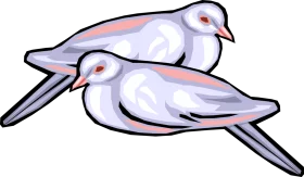 Elegant White Dove Pair in Peaceful Repose - Symbolic Clipart of Love and Harmony