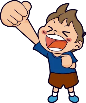 Enthusiastic Cartoon Boy with Thumbs Up Gesture in Blue Shirt Clipart