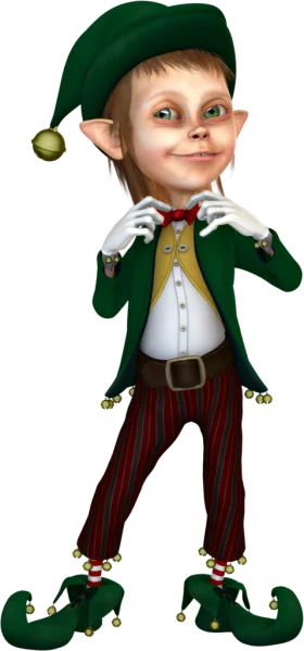 Festive Holiday Christmas Elf Character in Traditional Green Costume Clipart