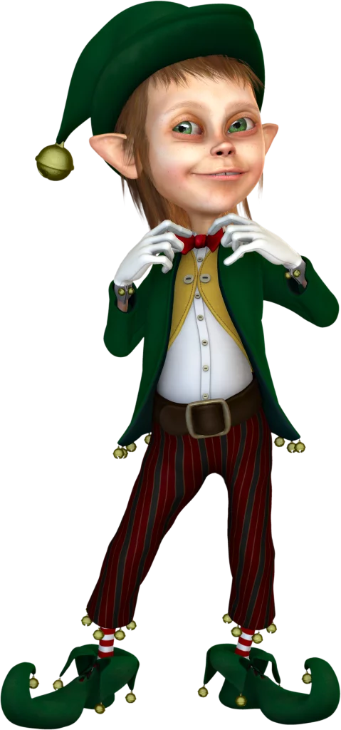 Festive Holiday Christmas Elf Character in Traditional Green Costume Clipart