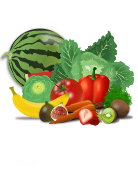 Fresh Colorful Fruits and Vegetables Healthy Food Collection Clipart Illustration