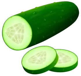 Fresh Green Cucumber with Slices Vegetable Food Illustration Clipart for Cooking