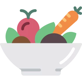 Fresh Healthy Vegetable and Fruit Bowl Clipart with Carrot and Radish Design