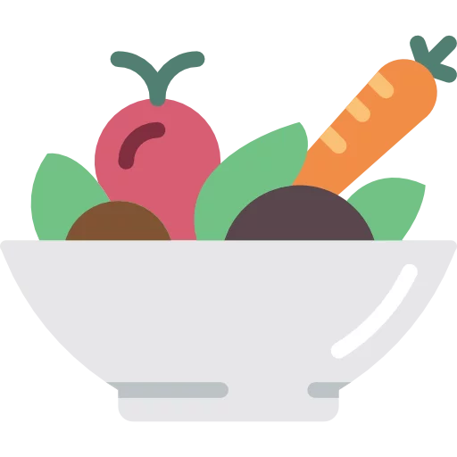 Fresh Healthy Vegetable and Fruit Bowl Clipart with Carrot and Radish Design