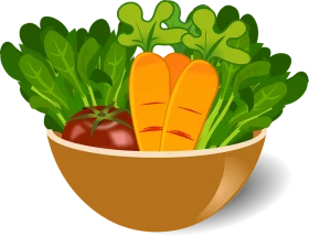 Fresh Vegetables in a Brown Bowl: Vibrant Healthy Food Illustration Clipart