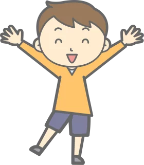 Happy Excited Child with Arms Raised Celebration Joy Expression Clipart