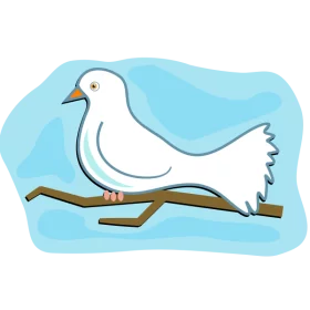 Peaceful White Dove Perched on Branch - Serene Nature Clipart Illustration