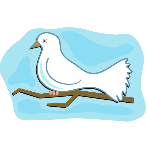 Peaceful White Dove Perched on Branch - Serene Nature Clipart Illustration