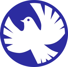 Peaceful White Dove Symbol in Blue Circle - Minimalist Peace Clipart Design