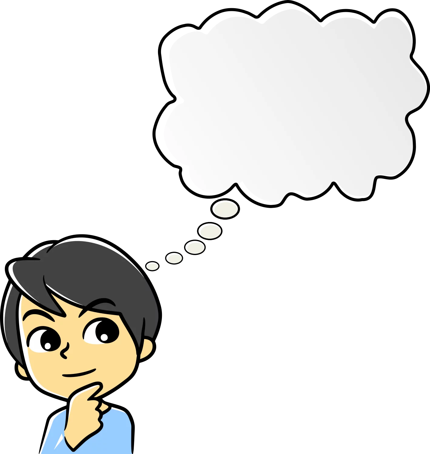 Thoughtful Cartoon Person with Empty Thought Bubble Character Clipart