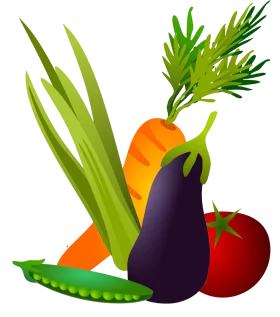 Vibrant Fresh Vegetable Collection Clipart with Carrot, Eggplant, Tomato and More