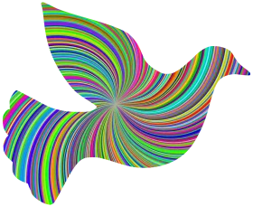 Vibrant Rainbow Swirl Dove Silhouette - Colorful Spiral Pattern Clipart