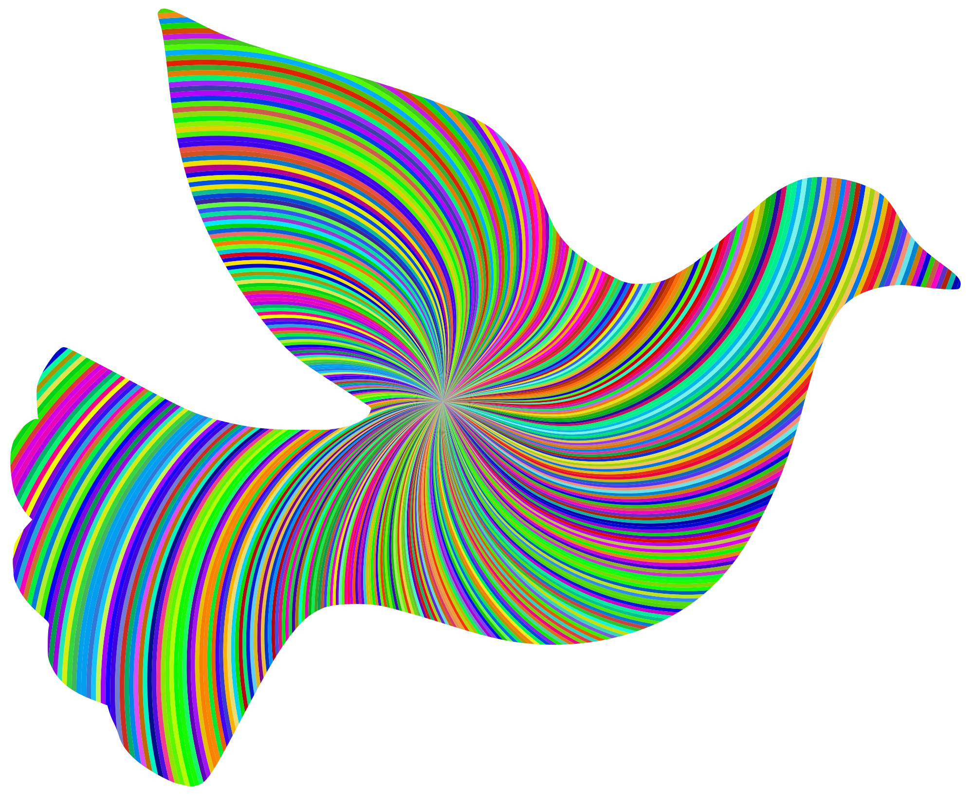 Vibrant Rainbow Swirl Dove Silhouette - Colorful Spiral Pattern Clipart