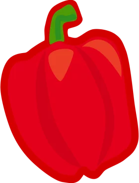 Vibrant Red Bell Pepper Clipart with Green Stem and Fresh Appearance