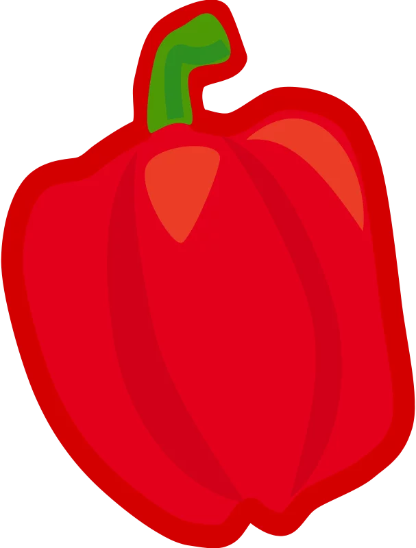 Vibrant Red Bell Pepper Clipart with Green Stem and Fresh Appearance