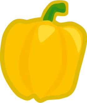 Vibrant Yellow Bell Pepper with Green Stem Healthy Vegetable Food Clipart