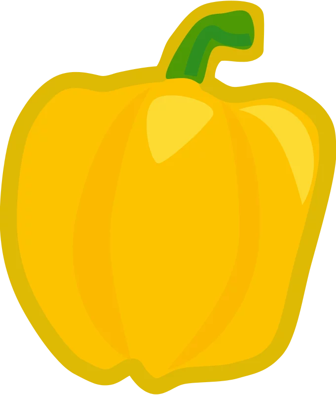 Vibrant Yellow Bell Pepper with Green Stem Healthy Vegetable Food Clipart