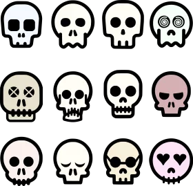 Adorable Cartoon Skull Clipart Collection with Various Emotion Expressions