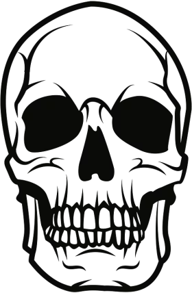 Classic Black and White Human Skull Silhouette Clipart for Gothic Design