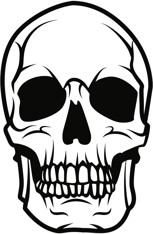 Classic Black and White Human Skull Silhouette Clipart for Gothic Design