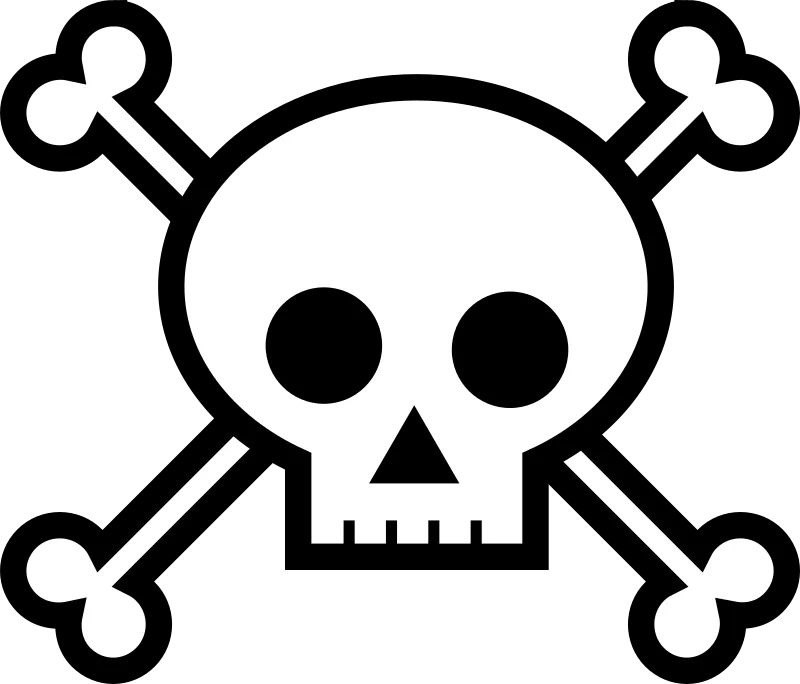 Classic Black and White Skull and Crossbones Danger Symbol Clipart Illustration