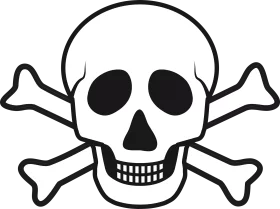 Classic Black and White Skull and Crossbones Danger Warning Symbol Clipart Illustration