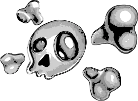 Hand-Drawn Cartoon Skull and Bones Spooky Halloween Gothic Clipart Illustration