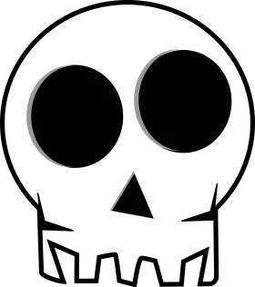 Minimalist Black and White Cartoon Skull with Round Eyes Halloween Clipart