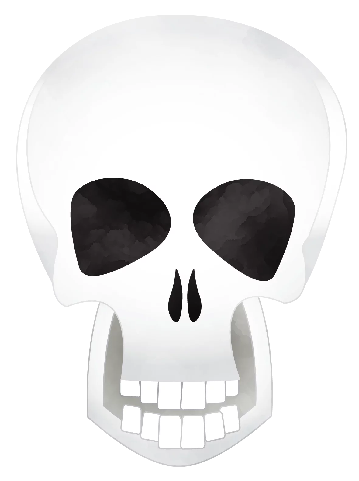 Minimalist Human Skull Clipart Illustration with Simple White and Black Design