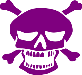 Purple Skull and Crossbones Pirate Symbol Danger Warning Halloween Clipart