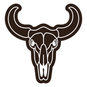 Rustic Western Bull Skull Silhouette Clipart - Desert Wildlife Bone Symbol Illustration